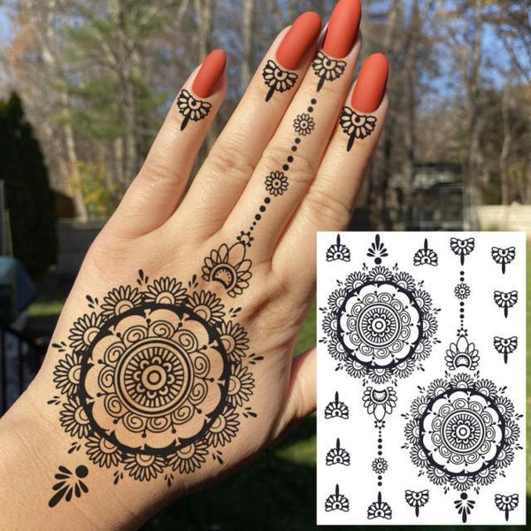53 Sheets Black Lace Temporary Tattoos Sticker Butterfly Flower Fake Tatoo Sticker Sexy  Black Henna Temporary Tattoos For Women