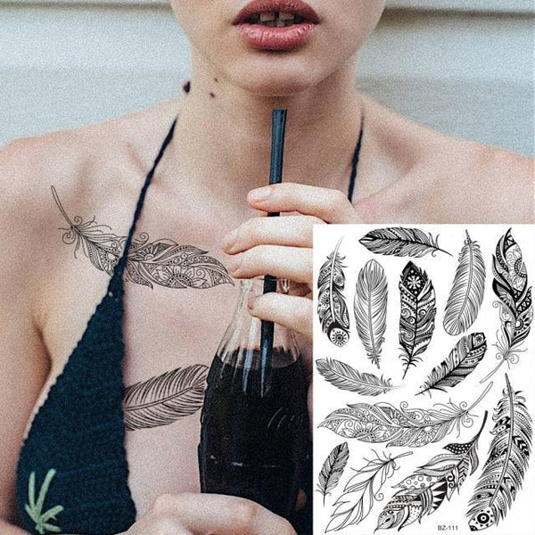 53 Sheets Black Lace Temporary Tattoos Sticker Butterfly Flower Fake Tatoo Sticker Sexy  Black Henna Temporary Tattoos For Women