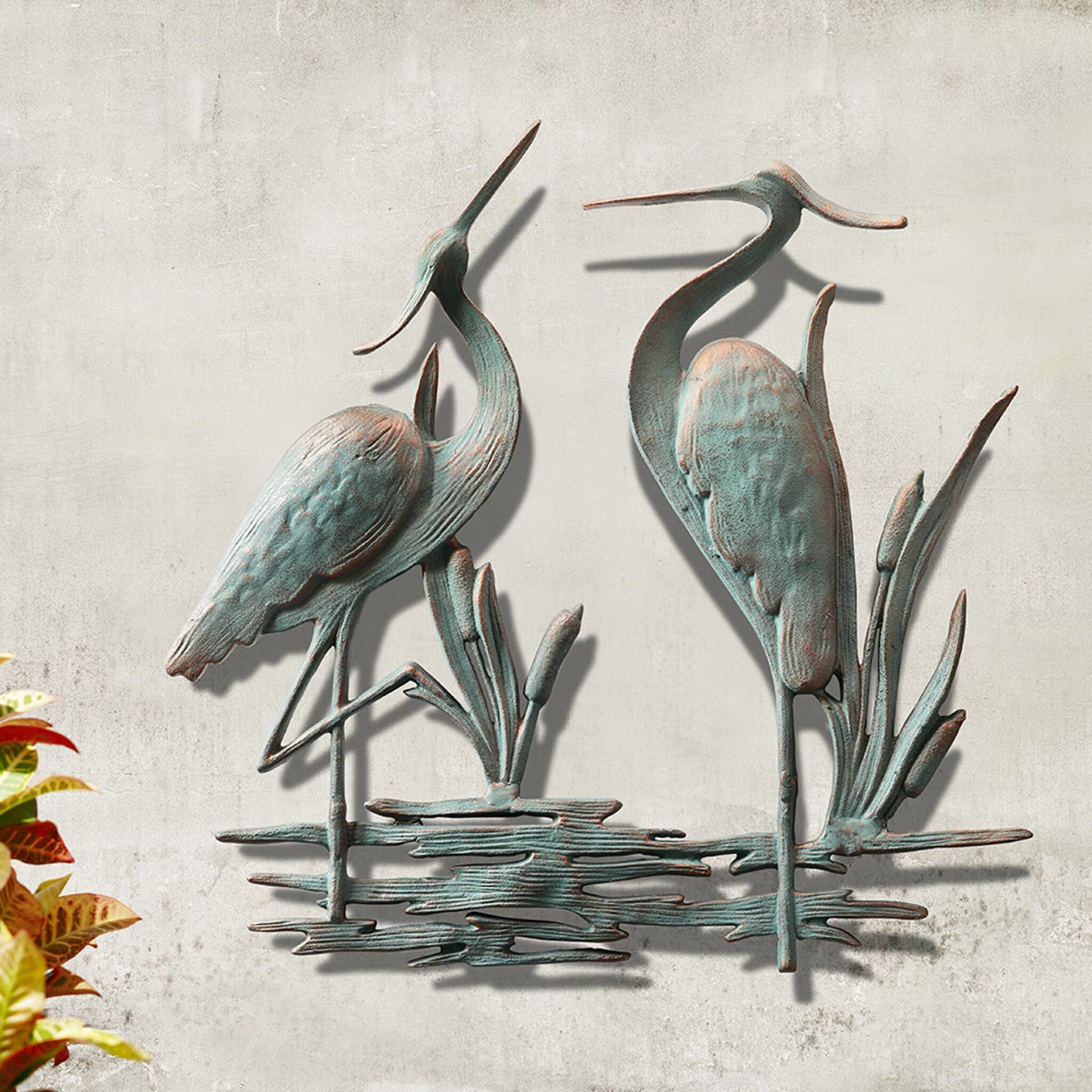 Double Garden Heron Wall Plaque