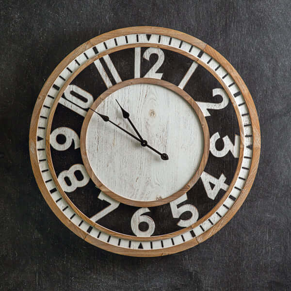 Farmhouse Wooden Wall Clock with Large Vintage Numbers