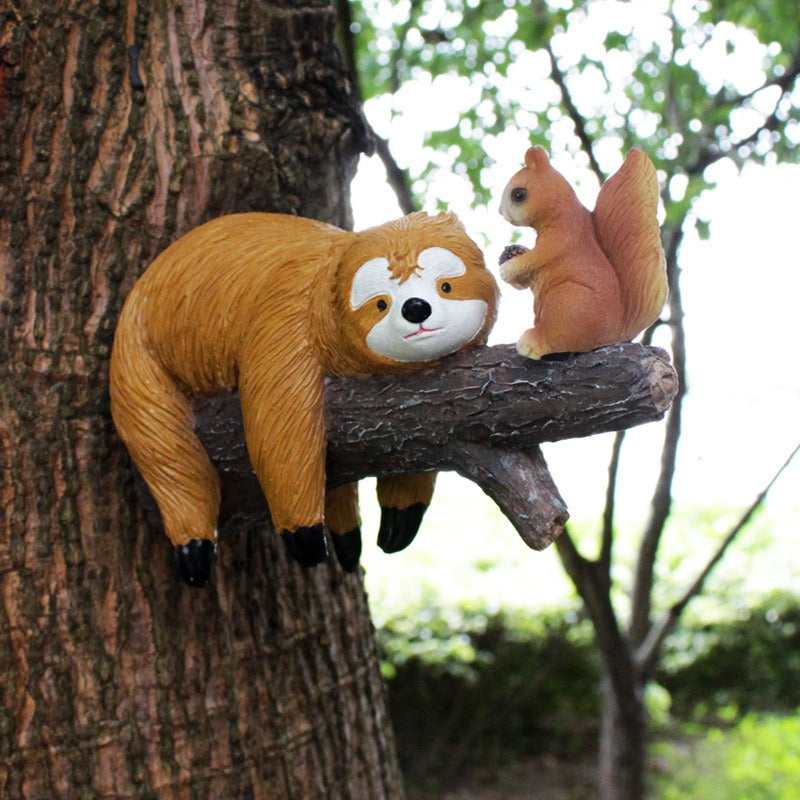 Sloth and Squirrel Resin Hangers Garden Cute Animal Tree Hangers