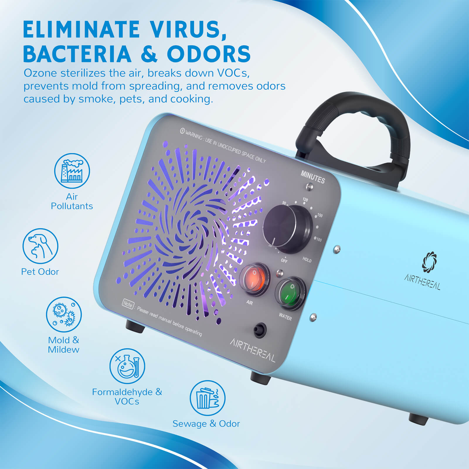 MA25L Dual-Mode Ozone Generator for Air & Water Airthereal