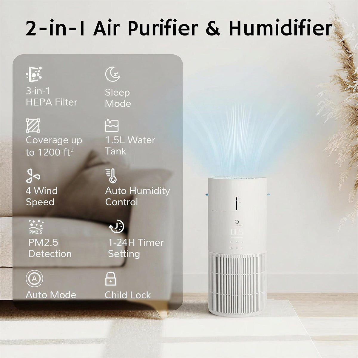 Ethereal Rain AEH300 Air Purifier & Humidifier Combo