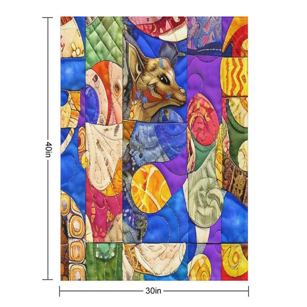 Faux Quilt Tile Pattern Compact Throw Blanket