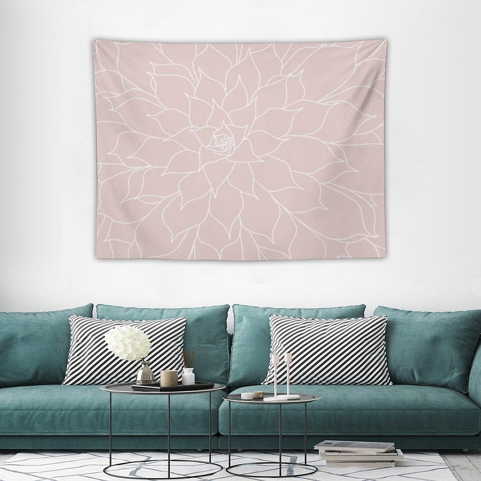 Blush Pink Succulent Tapestry