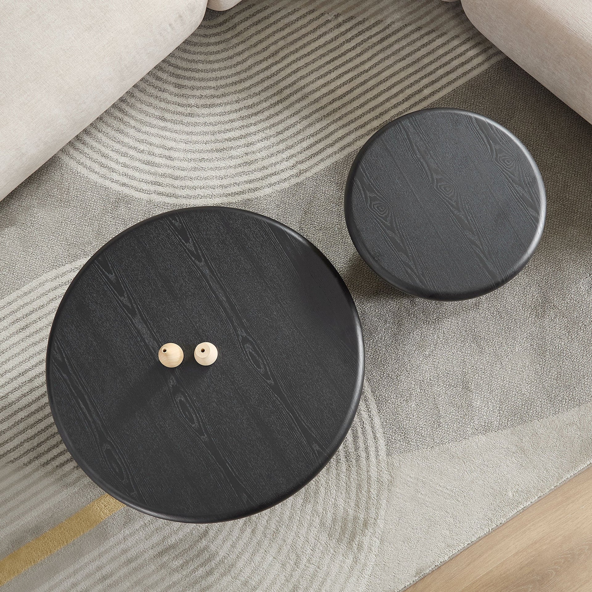 2-Piece Modern Round Coffee Table Set