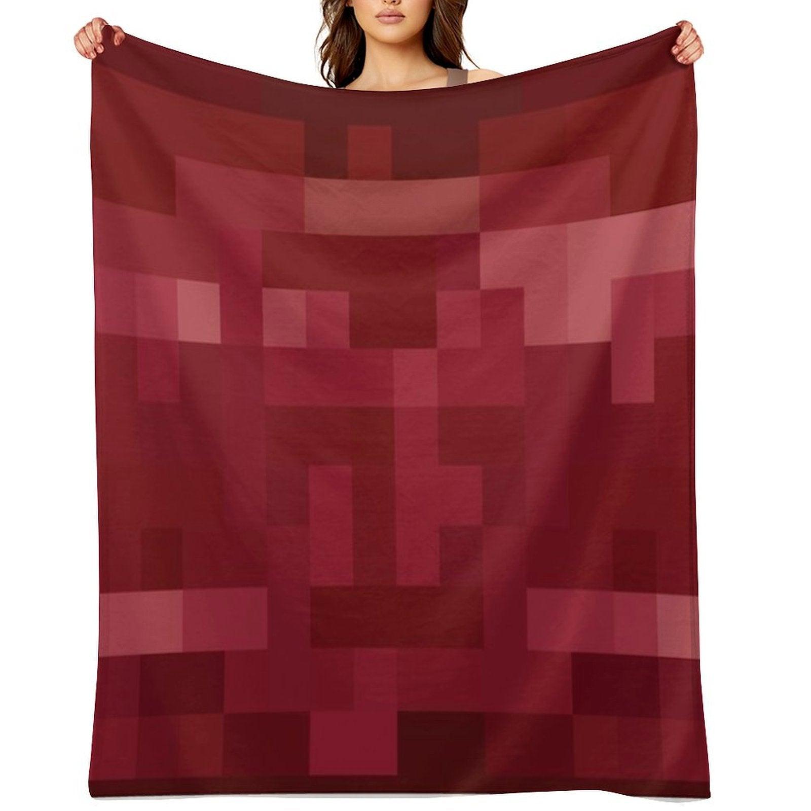 Red And White Pixel  Design Throw Blanket
