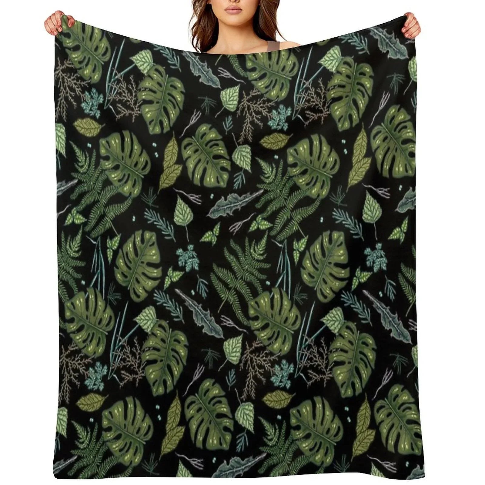 Green Summer Jungle Throw Blanket