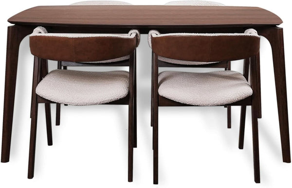 Contemporary Walnut Veneer Dining Table Set Chairs