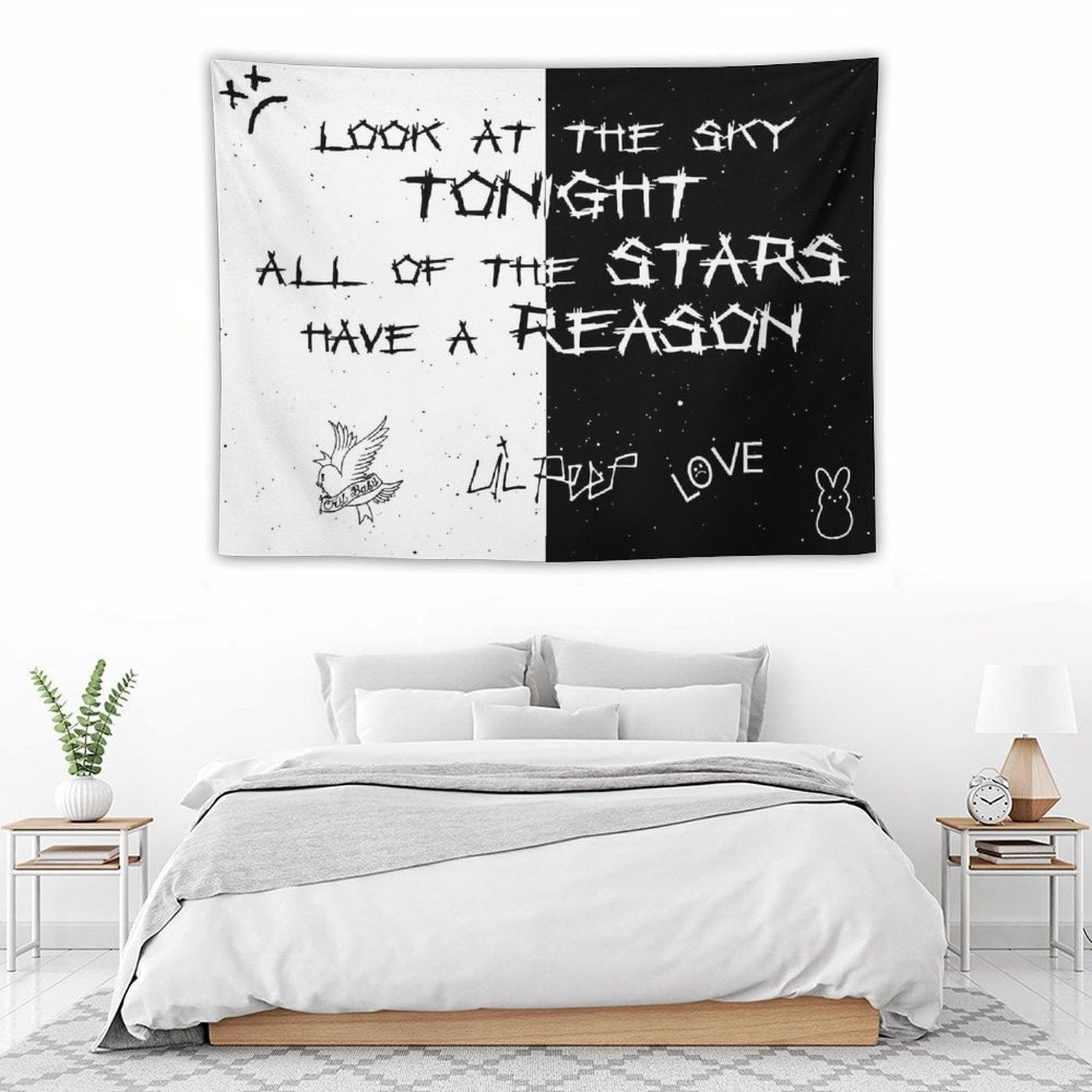 Lil Peep Black And White Star Tapestry
