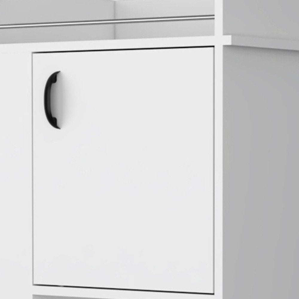 White Rolling Bar Cart With Wine Storage