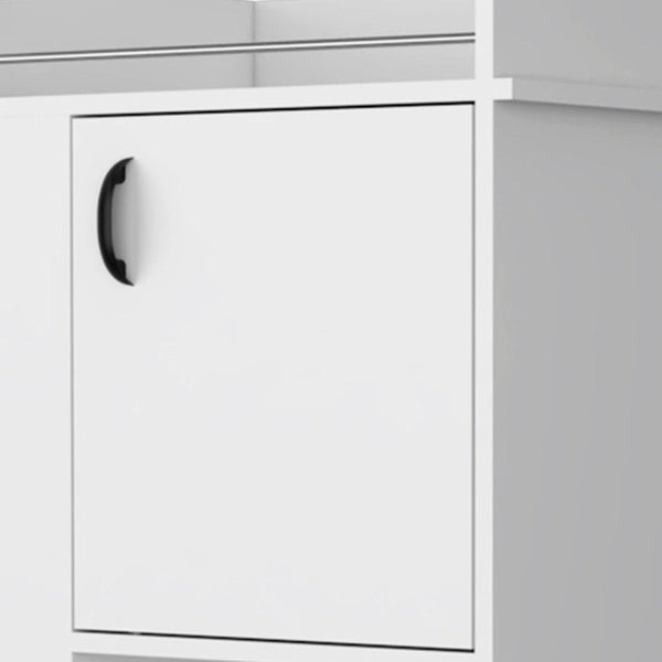 White Rolling Bar Cart With Wine Storage