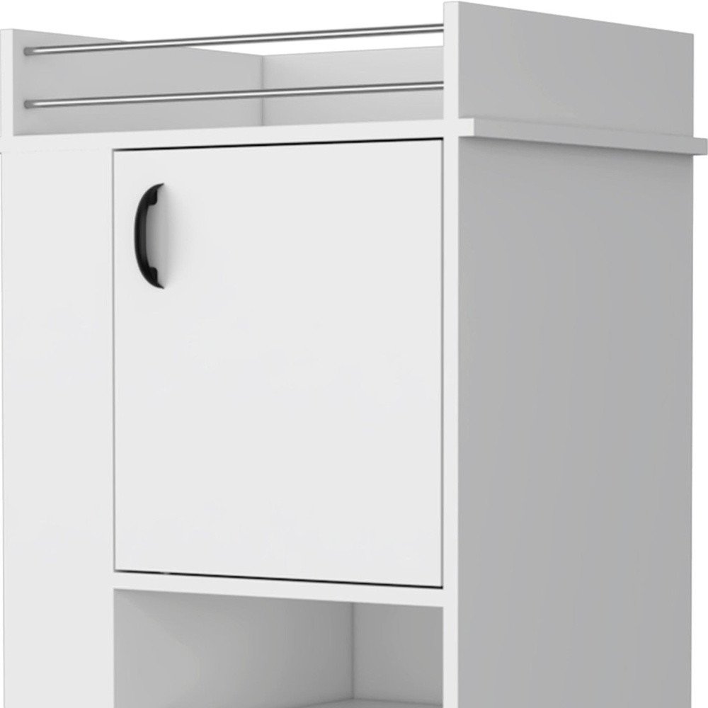 White Rolling Bar Cart With Wine Storage