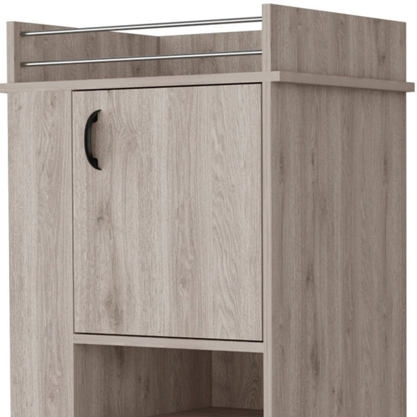 Light Gray Rolling Bar Cart With Wine Storage