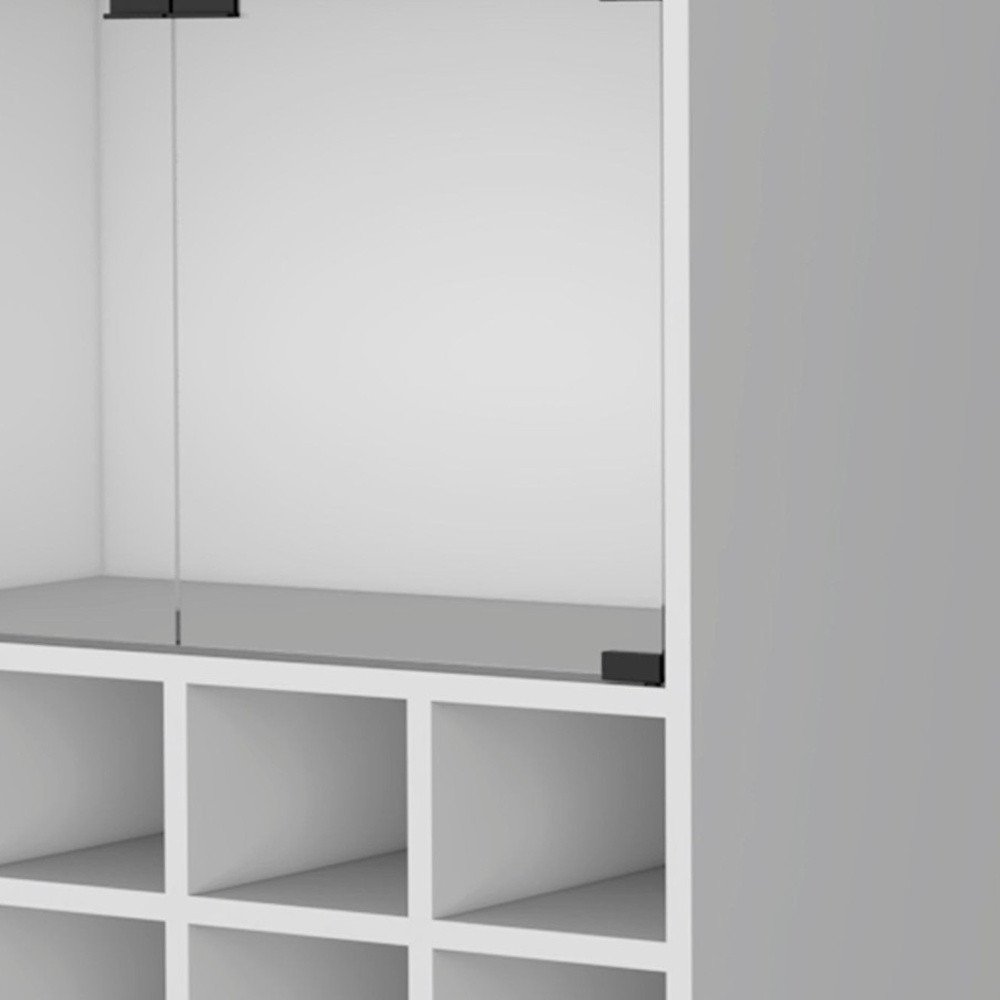 White Rolling Bar Cart With Wine Storage