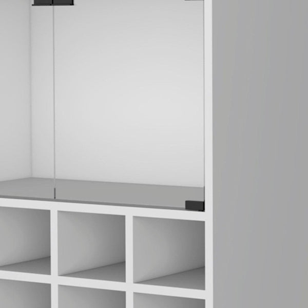 White Rolling Bar Cart With Wine Storage