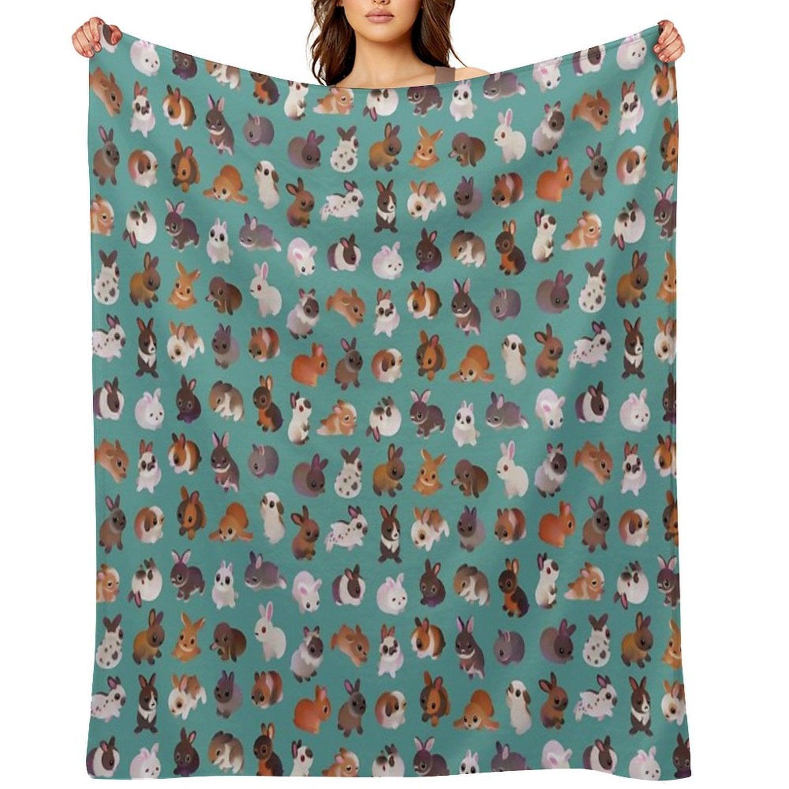 Bunny Day - Green Throw Blanket
