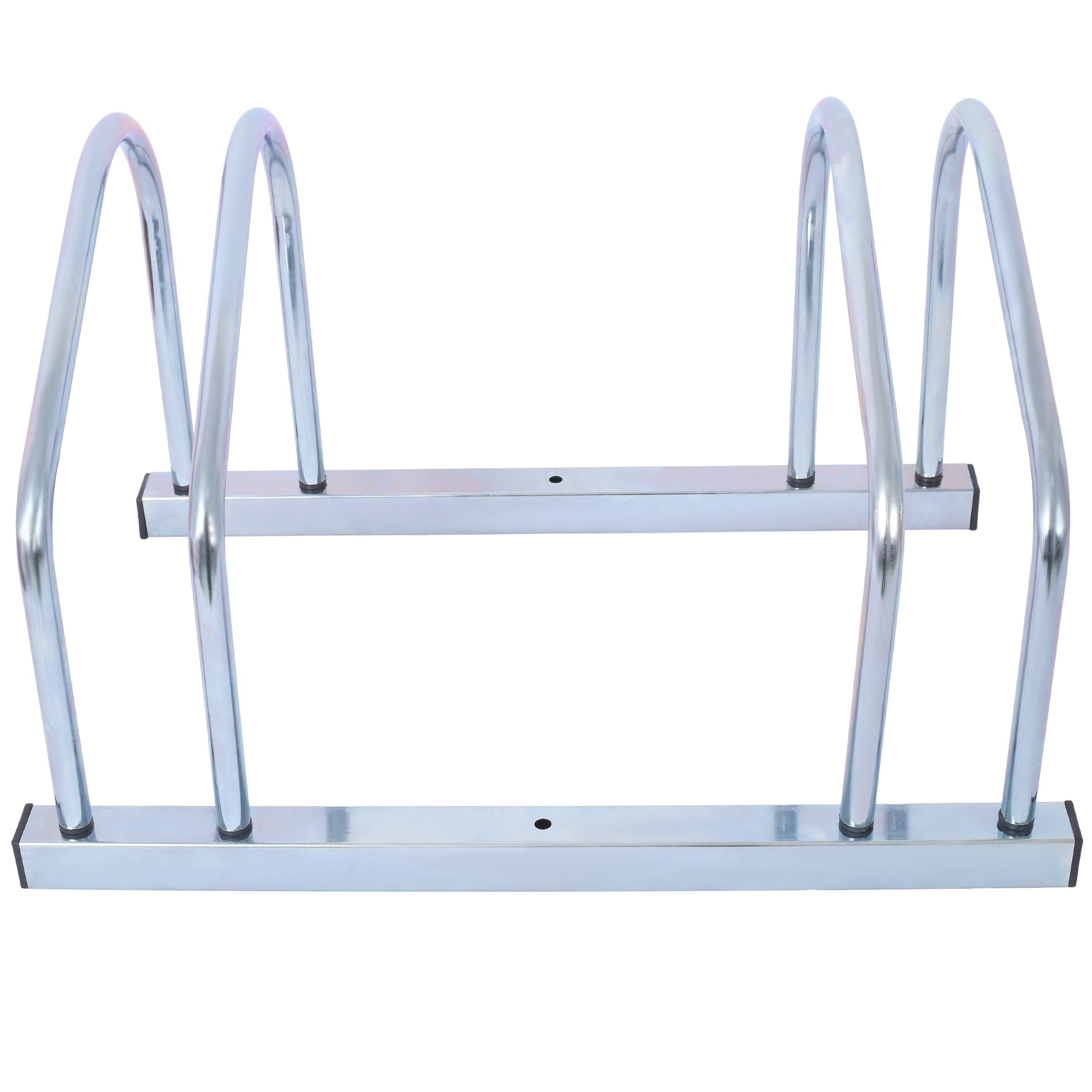 2 bicycle ground bike parking racks 22-28 inch wheel supports, maximum tire width 2.15 inches, galvanized