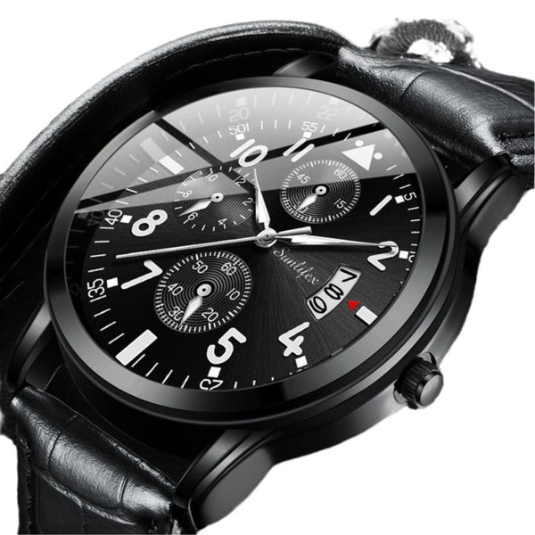 New Men's Watch Student Men's Night Light Waterproof Sports Leather Strap Black Quartz Watch