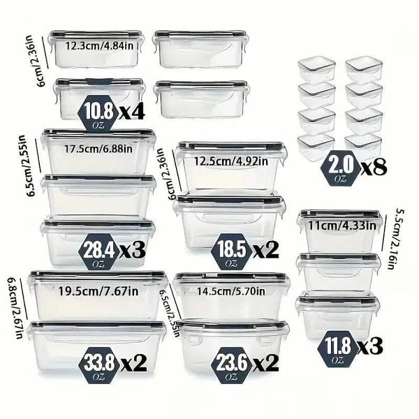 48-Piece Food Storage Container Set – Stackable, Microwave Safe, BPA Free