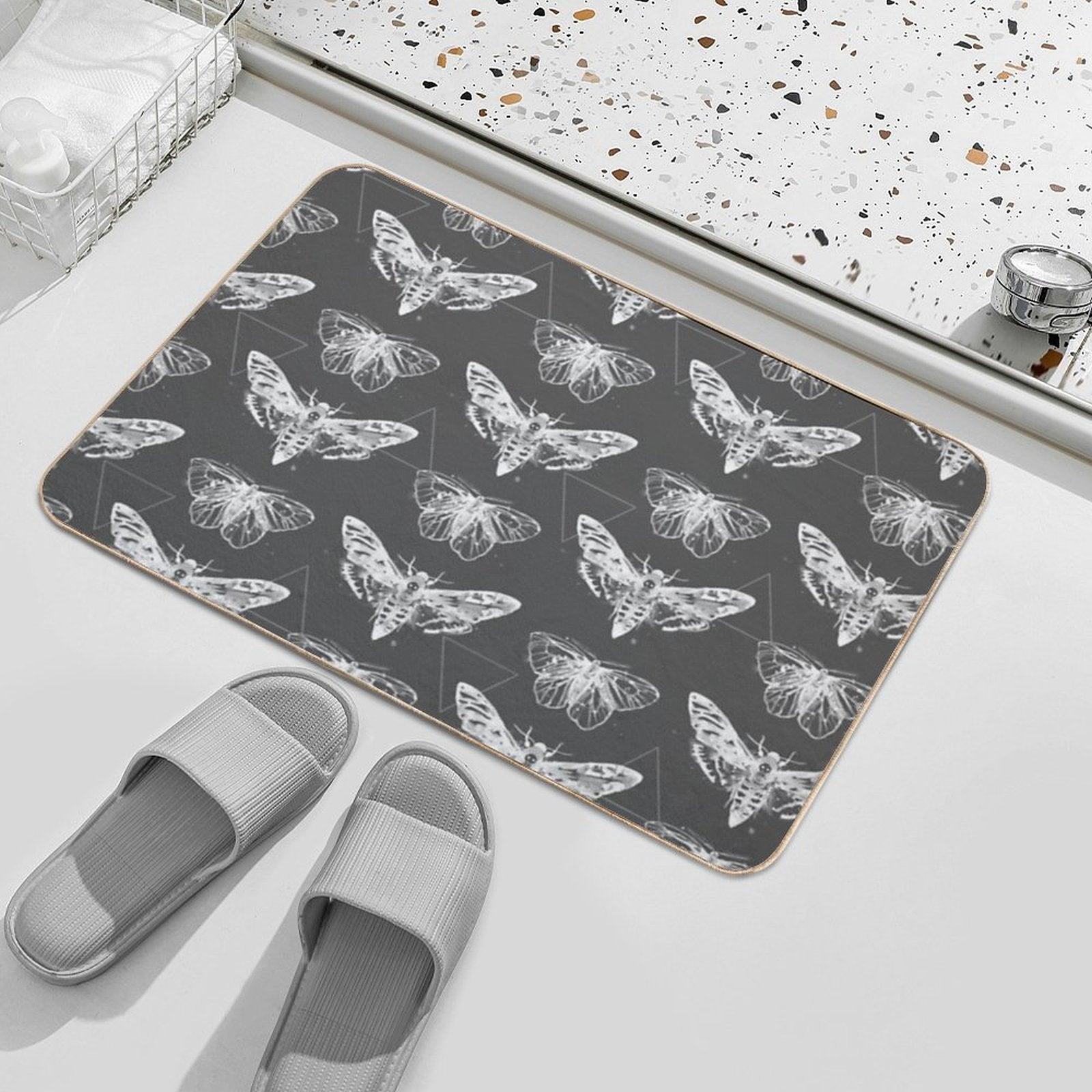 Geometric Moths - Inverted  Easy To Clean Bath Mat