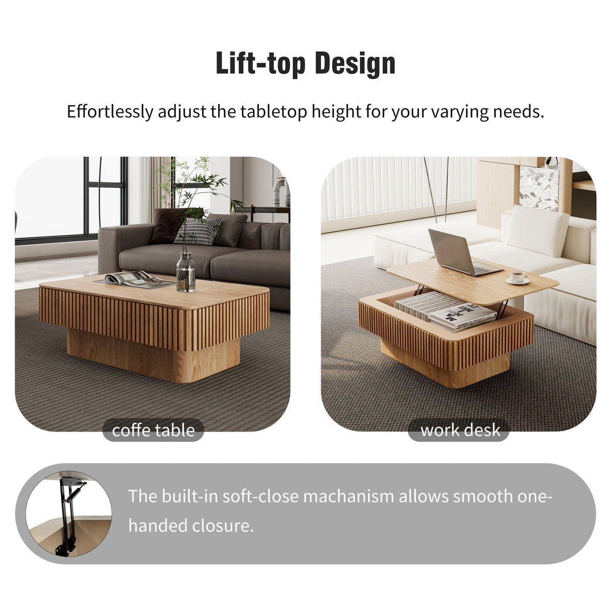 Modern Lift-Top Coffee Table with Hidden Storage