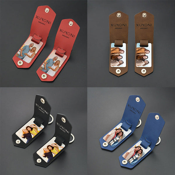 Blank heat transfer leather detachable keychain laser multifunctional DIY leather keychain leather overprint photo