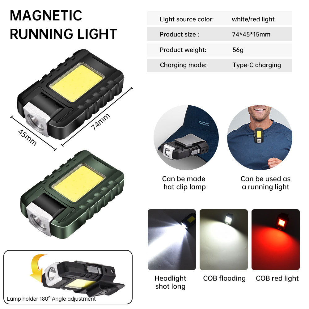Outdoor Sports Night Running Safety Warning Light Field Floodlight Magnetic Suction Illumination Street Lamp Clip Cap Running Light