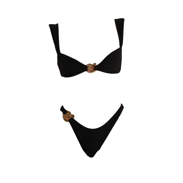 European and American metal buckle sexy swimsuit women's beach bikini hot spring swimsuit