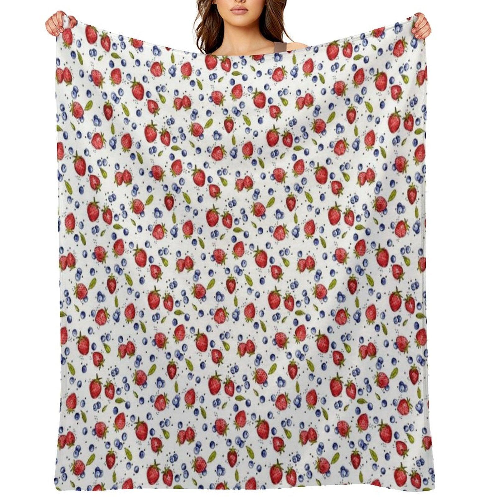 Strawberry, Blueberry, Mint Throw Blanket