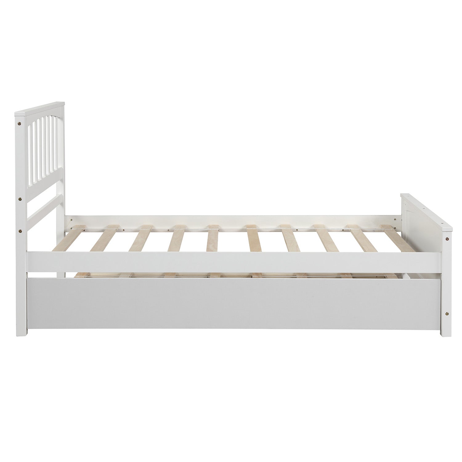 Twin size Platform Bed with Trundle White V.I.P Digital Presence