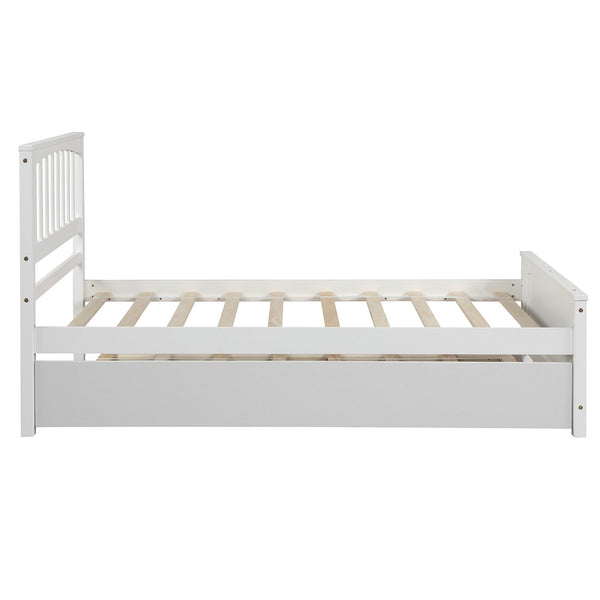 Twin size Platform Bed with Trundle White V.I.P Digital Presence