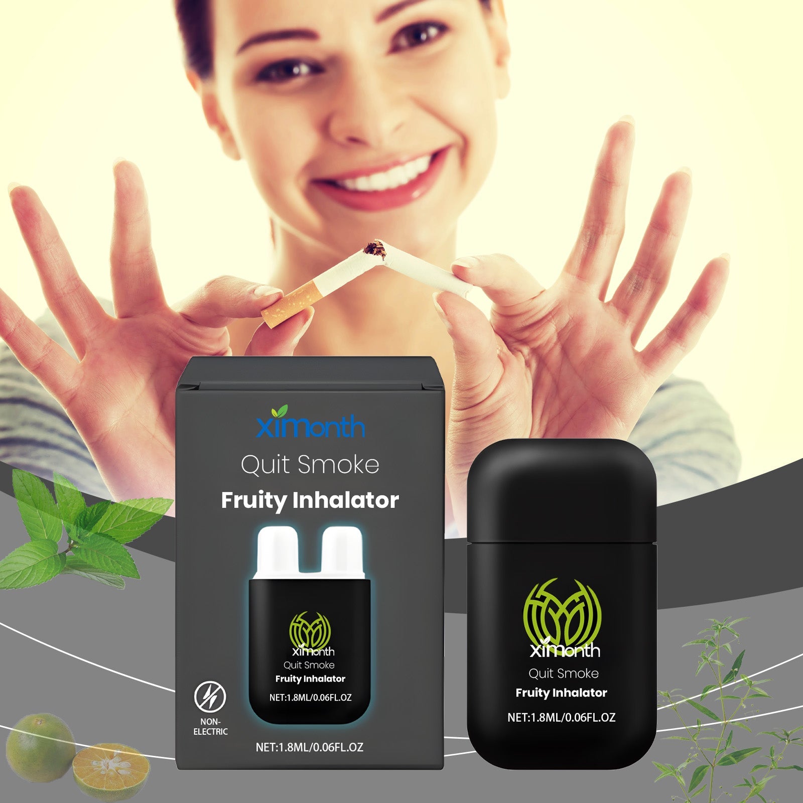 Smoking Cessation Suppressant Inhaler Vitality Energizing Essential Oil Inhaler Cooling Oil Double Hole Inhaler Aids Smoking Cessation Portable Smoking Control Care Inhaler