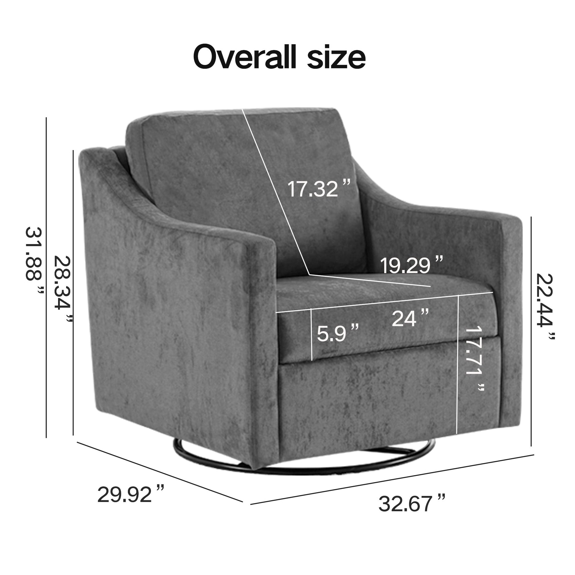 Large swivel chair, soft cushion armchair, modern chair, skin friendly gradient linen fabric, comfortable sitting gray