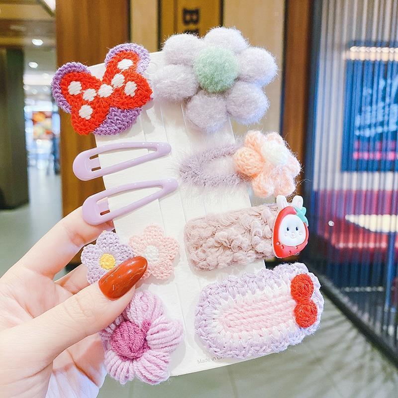 Milk Coffee Color Children's Plush Hairpin Net Red Bangs Side Hair Clip Autumn And Winter Lovely Japanese Clip