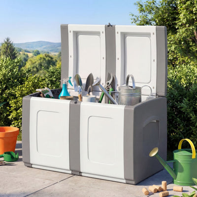 53 Gallon Patio Container with Lockable Lid  for Packages and Garden-Gray