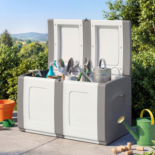 53 Gallon Patio Container with Lockable Lid  for Packages and Garden-Gray