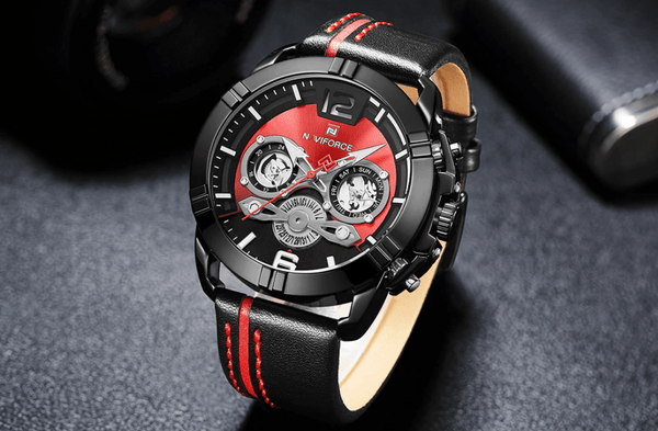 Waterproof  Quartz  Man Leather Sport Wrist Watch  Luxury Unique Design Perfect Gift