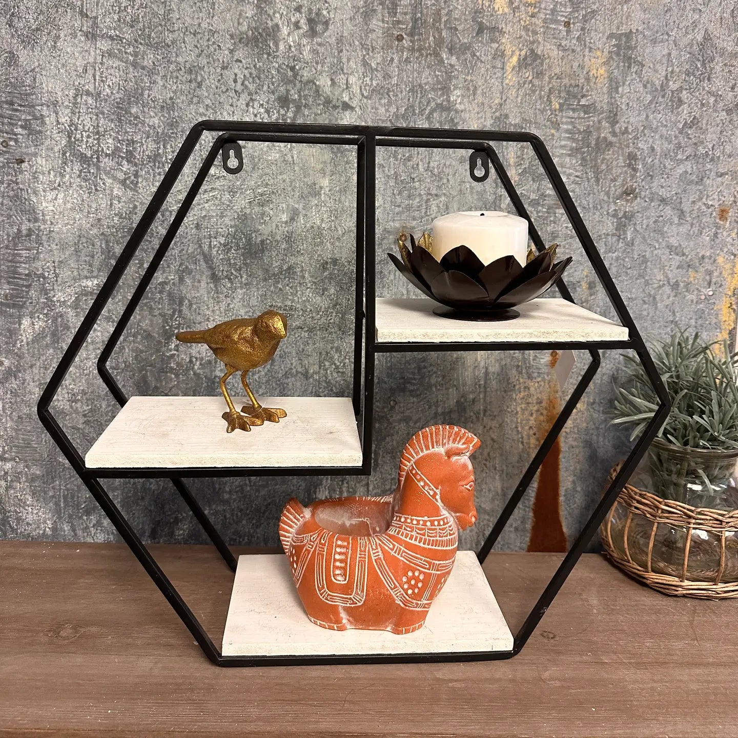 Iron and Wood Wall Shelf