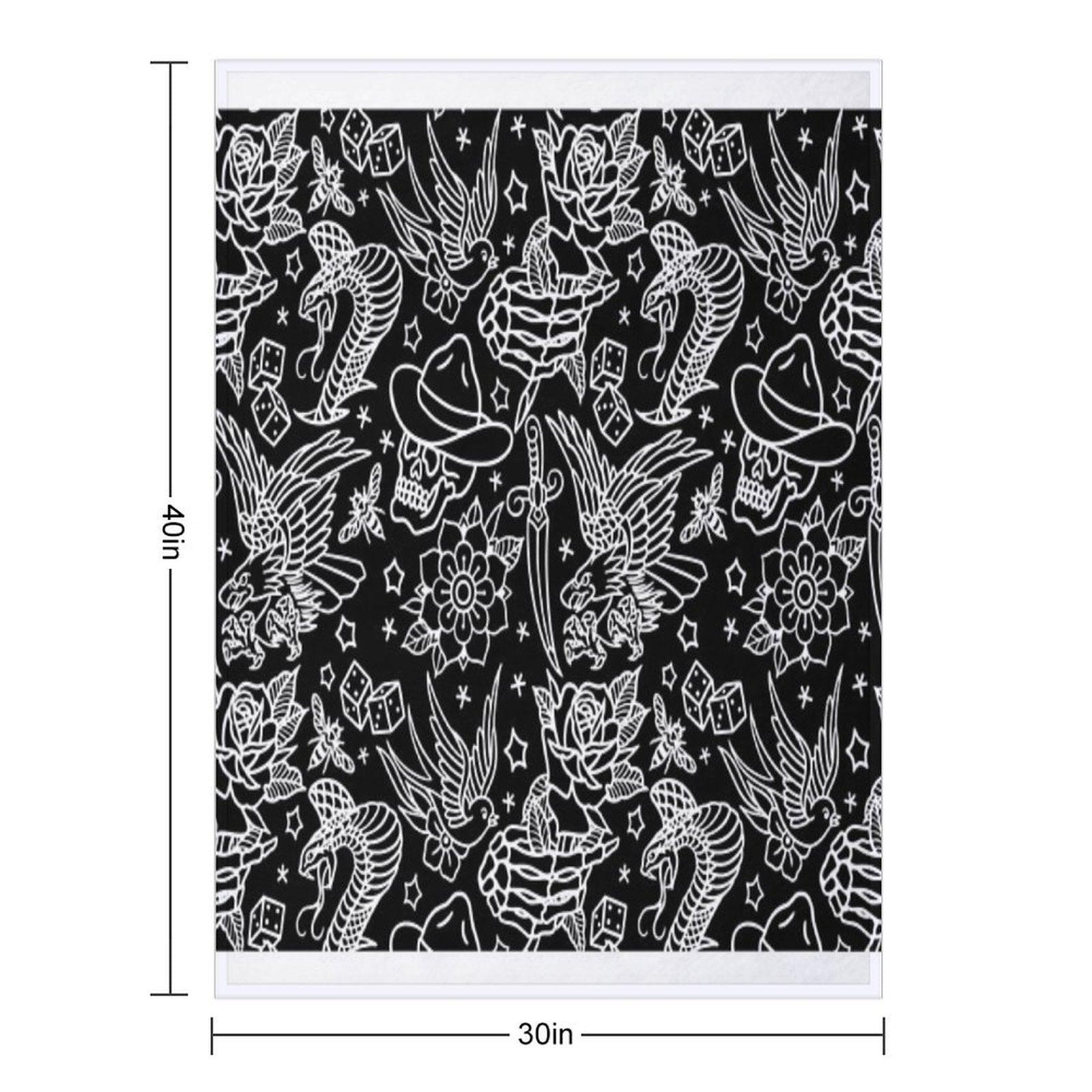American Traditional Tattoo Flash Print Throw Blanket