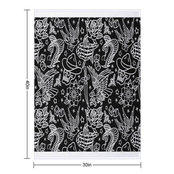 American Traditional Tattoo Flash Print Throw Blanket