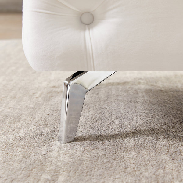 Button-Tufted Ottoman Bench, Upholstered Velvet Footrest Stool Accent Bench for Entryway Living Room Bedroom.