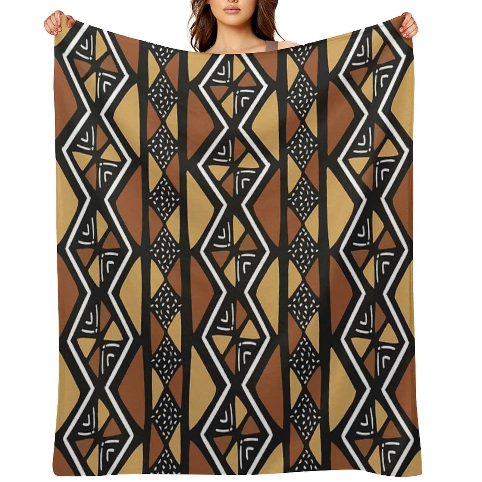 African Mud Cloth Mali Throw Blanket