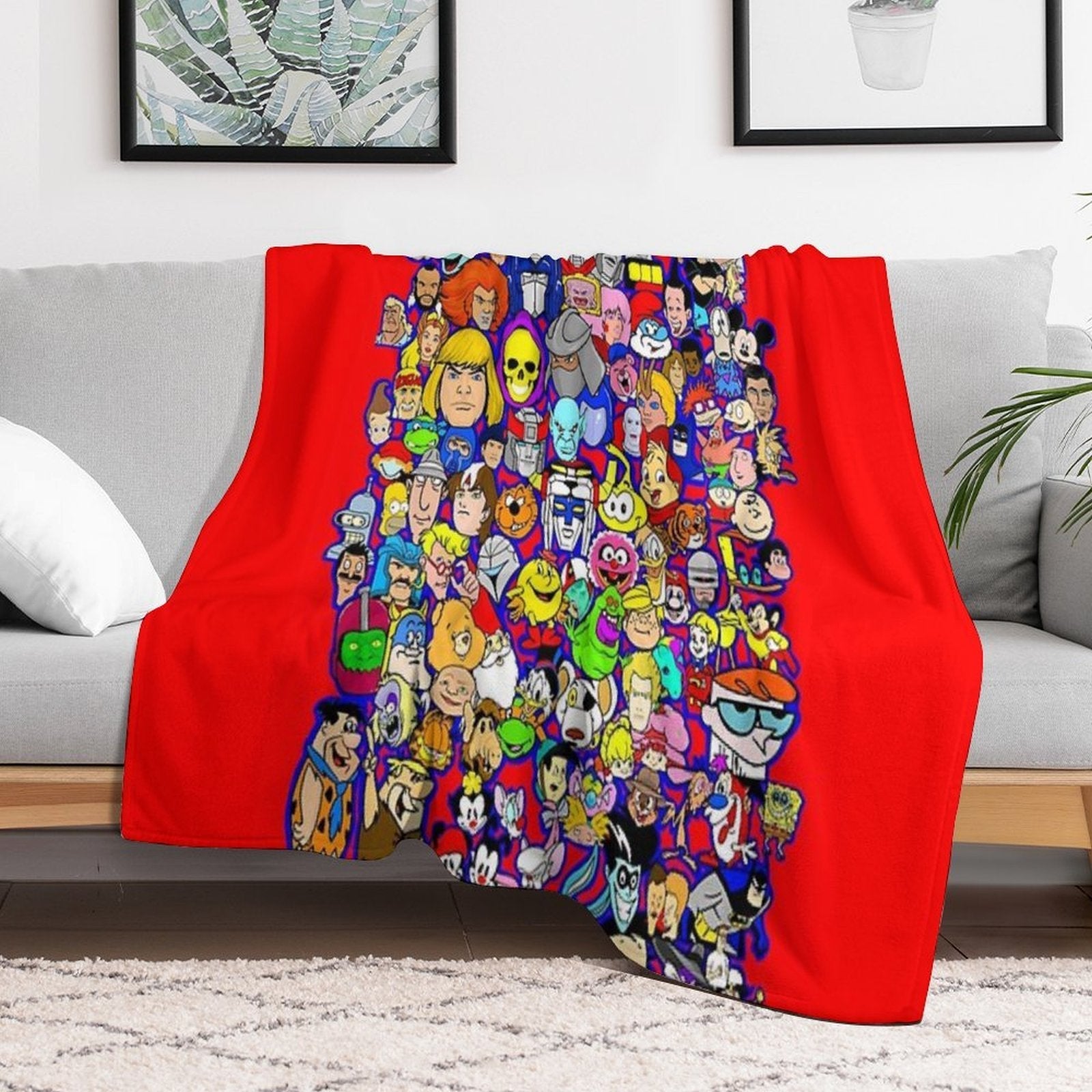 Saturday Morning Cartoon Collage Multi-functional Throw Blanket