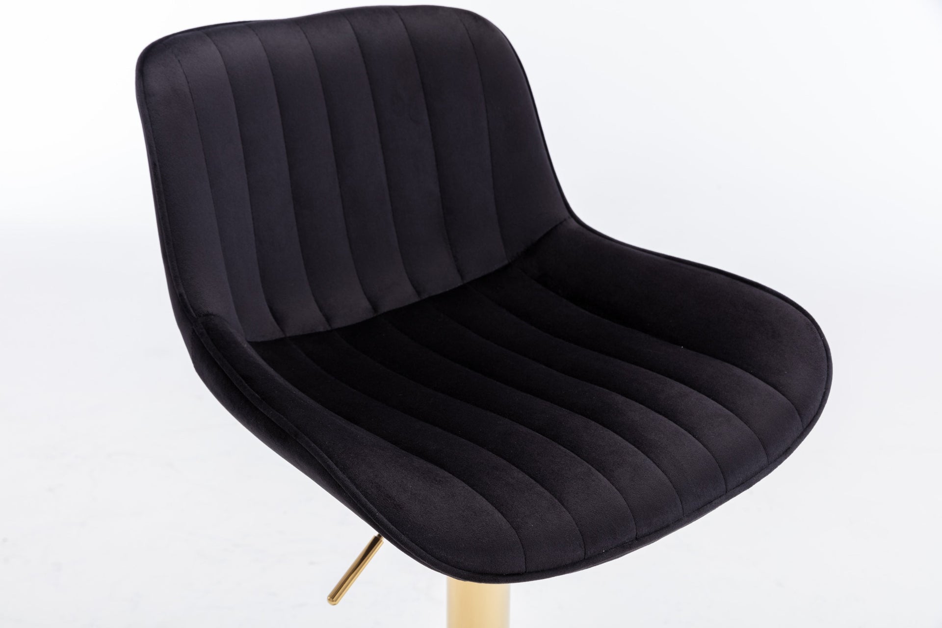 Chrome Footrest & Base Swivel Height-Adjustable Velvet Golden-Leg Bar Stool