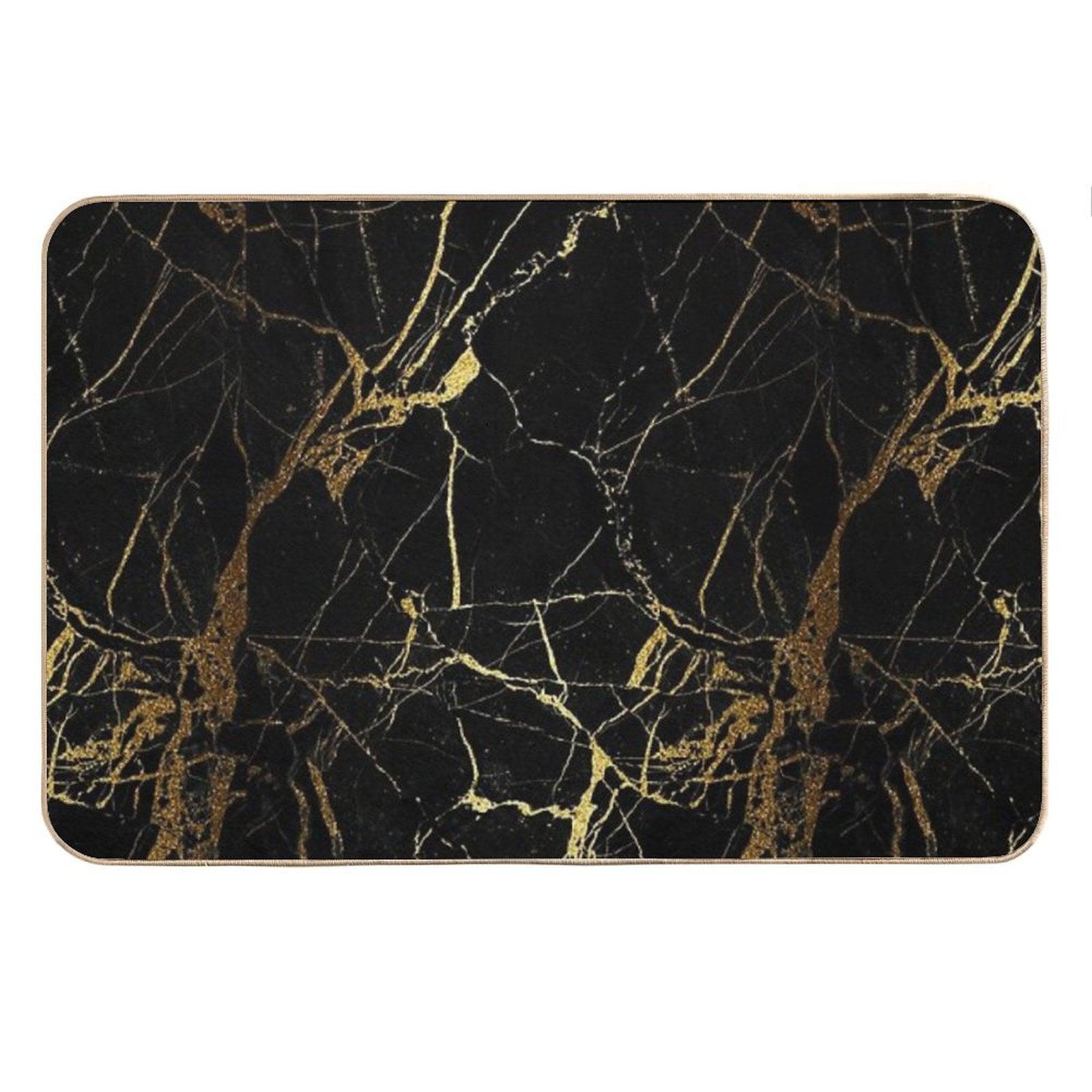 Black And Gold Marble  Texture Bath Mat