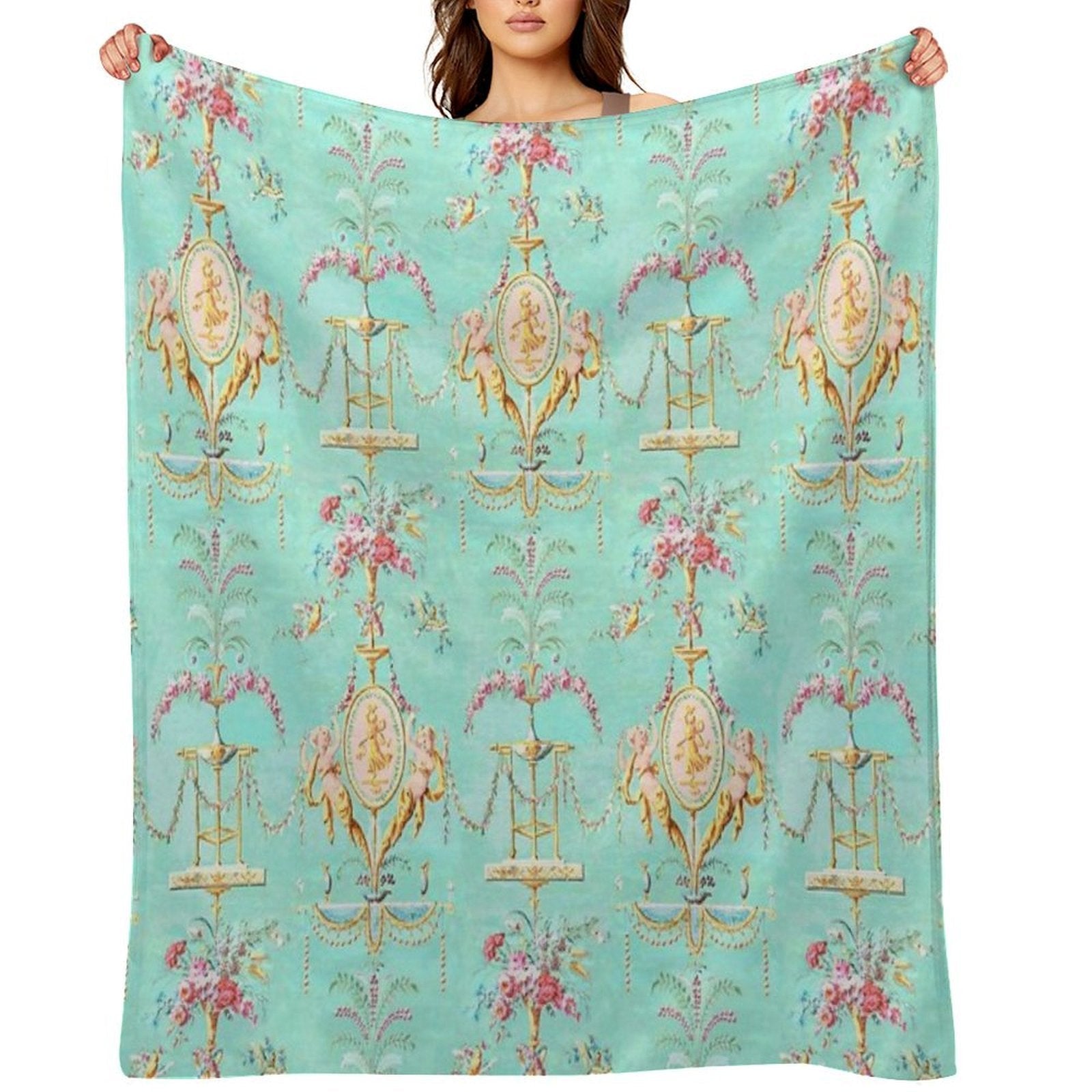 Marie Antoinette French Rococo Paris Pattern Quick-dry Throw Blanket