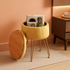 Ginger Velvet Storage Ottoman With Generous Capacity