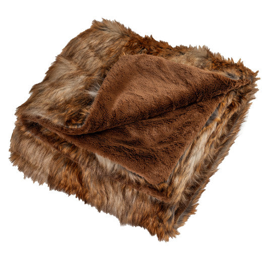 540GSM Soft Plush Fuzzy Luxury Faux Raccoon Fur Blanket for Bed-M