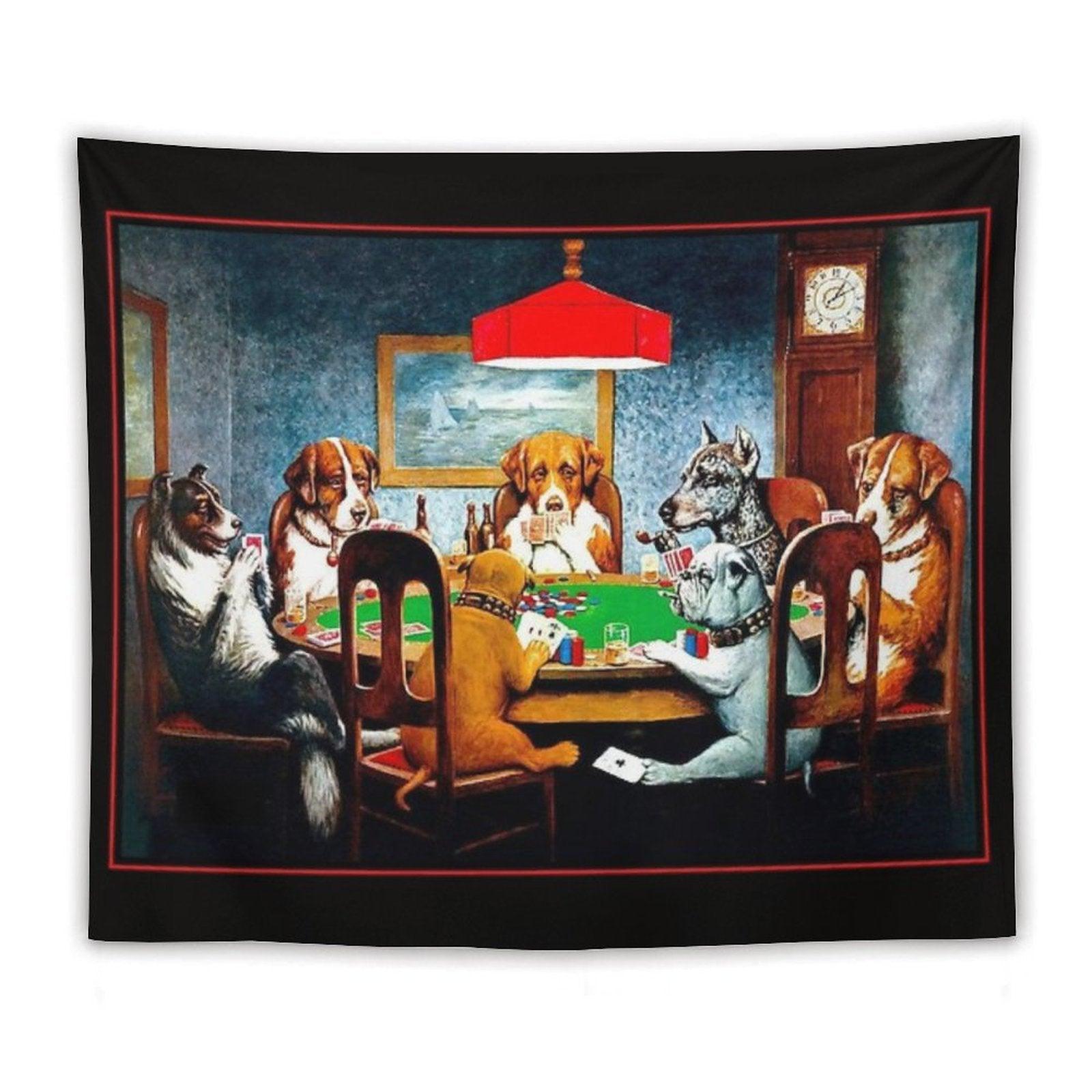 DOGS PLAYING POKER  Vintage C M Coolidge Print Tapestry